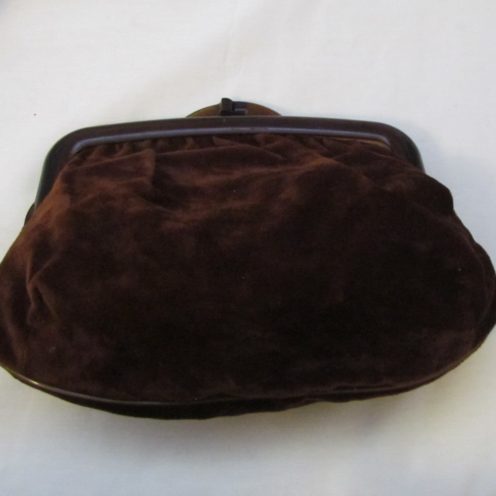 VINTAGE BROWN FELT HANDBAG - Picture 4 of 4
